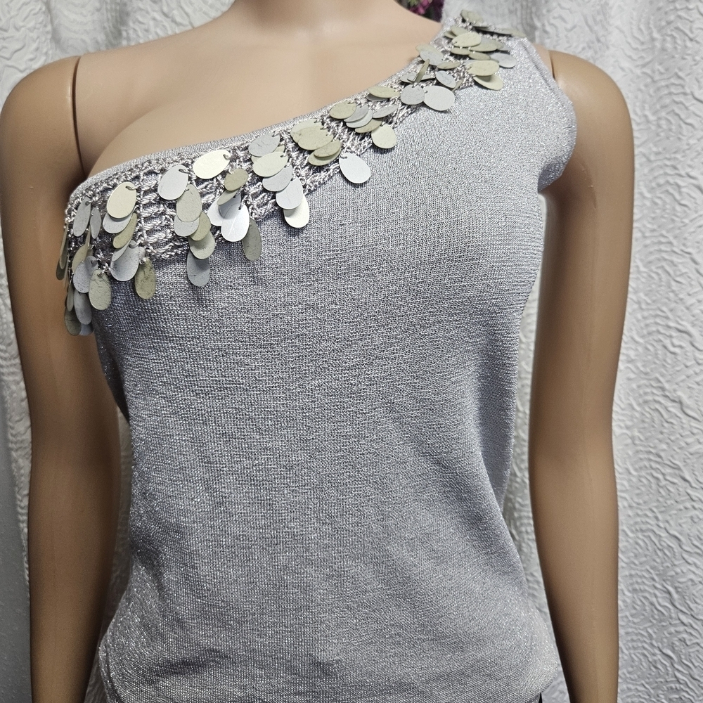 Joseph Silver Metallic Knit Top